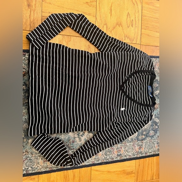 Polo Ralph Lauren Black and White Striped Long Sleeve Shirt large soft comfy - Picture 1 of 4